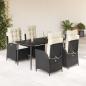 Preview: ARDEBO.de - 5-tlg. Garten-Essgruppe mit Kissen Schwarz Poly Rattan