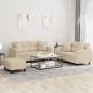 Preview: ARDEBO.de - 3-tlg. Sofagarnitur mit Kissen Creme Mikrofasergewebe