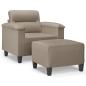 Preview: Sessel mit Hocker Taupe 60 cm Mikrofasergewebe