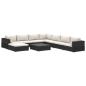 Preview: 9-tlg. Garten-Lounge-Set mit Auflagen Poly Rattan Schwarz