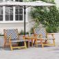 Preview: ARDEBO.de - Gartenstühle mit Tisch 3 Teile Schwarz und Weiß aus Akazienholz