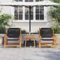 Preview: Gartenstühle mit Tisch 3er Set Schwarz Akazienholz