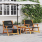 Preview: Gartenstühle mit Tisch 3er Set Schwarz Akazienholz