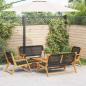 Preview: ARDEBO.de - Gartenset mit 5 Stühlen und Tisch in Schwarz aus massivem Akazienholz