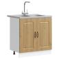 Preview: Küchenschrank ""Kalmar"" mit doppelten Becken aus Artisan Eichenholz, engineered wood