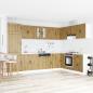 Preview: ARDEBO.de - Küchenschrank ""Lucca"" mit Doppelwaschbecken, Artisan Eiche, Holzwerkstoff