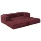 Preview: ARDEBO.de - Modular Pouffes 2er Set aus burgunderrotem Stoff