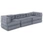 Preview: ARDEBO.de - 3-Sitzer Modular Pouffe Sofa Umwandelbar Graues Gewebe