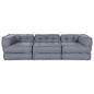 Preview: 3-Sitzer Modular Pouffe Sofa Umwandelbar Graues Gewebe