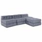 Preview: ARDEBO.de - 4-Sitzer Modularer Pouffe Sofa Umwandelbar Graue Stoff