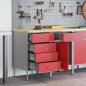 Preview: ARDEBO.de - 2-teiliges Werkstatt-Schränkeset in Rot und Grau, aus Holzwerkstoff und Stahl
