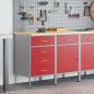 Preview: 2-teiliges Werkstatt-Schränkeset in Rot und Grau, aus Holzwerkstoff und Stahl