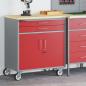 Preview: 2-teiliges Werkstatt-Schränkeset in Rot und Grau, aus Holzwerkstoff und Stahl