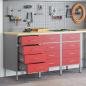 Preview: ARDEBO.de - Werkbank 3er Set Rot und Grau aus Tischlerplatte und Stahl