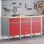 Preview: Werkbank mit Schubladen 3 Stk. Rot und Grau 150 x 55 x 85 cm