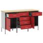Preview: Werkbank mit Schubladen 3 Stk. Rot und Grau 150 x 55 x 85 cm