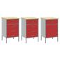 Preview: 3-teiliges Werkbank-Schrank-Set in Rot und Grau aus Holzwerkstoff und Stahl