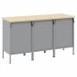 Preview: 3-teiliges Werkbank-Schrank-Set in Rot und Grau aus Holzwerkstoff und Stahl