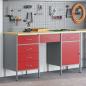 Preview: ARDEBO.de - 3-teiliges Werkstatt- und Tischset in Rot aus beschichtetem Holz und Stahl