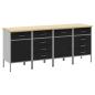 Preview: ARDEBO.de - Werkbank mit Speicher 4 Stk. Schwarz und Grau 200 x 55 x 85 cm