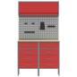 Preview: Arbeitsschrankset mit Schubladen mit Regal 5 stk. Rot