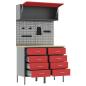 Preview: Arbeitsschrankset mit Schubladen mit Regal 5 stk. Rot