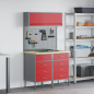 Preview: Arbeitsschrankset mit Schubladen mit Regal 5 stk. Rot