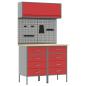 Preview: Arbeitsschrankset mit Schubladen mit Regal 5 stk. Rot