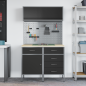 Preview: Arbeitsschrankset mit Schubladen mit Regal 5 stk. Schwarz