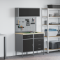 Preview: Arbeitsschrankset mit Schubladen mit Regal 5 stk. Schwarz