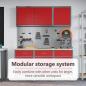 Preview: 8-teiliges Werkstattschrank- und Pegboard-Set in Rot aus MDF und Metall