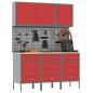 Preview: 8-teiliges Werkstattschrank- und Pegboard-Set in Rot aus MDF und Metall
