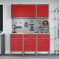 Preview: 8-teiliges Werkstattschrank- und Pegboard-Set in Rot aus MDF und Metall