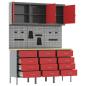 Preview: 8-teiliges Werkstattschrank- und Pegboard-Set in Rot aus MDF und Metall