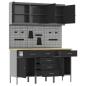 Preview: 8-teiliges Werkbank- und Pegboard-Set schwarz aus MDF und Metall