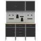 Preview: 8-teiliges Werkbank- und Pegboard-Set schwarz aus MDF und Metall