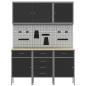 Preview: 8-teiliges Werkbank- und Pegboard-Set schwarz aus MDF und Metall