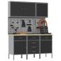 Preview: 8-teiliges Werkbank- und Pegboard-Set schwarz aus MDF und Metall