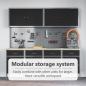 Preview: 10-teiliges Arbeitskabinet und Pegboard-Set in Schwarz aus MDF und Metall