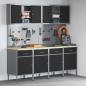 Preview: 10-teiliges Werkbank- und Pegboard-Set in Schwarz aus MDF und Metall