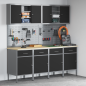 Preview: 10-teiliges Werkbank- und Pegboard-Set in Schwarz aus MDF und Metall