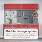 Preview: 10-teiliges Werkstattregal- und Pinnwand-Set in Rot aus MDF und Metall