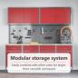 Preview: 10-teiliges Werkstattschrank- und Pegboard-Set in Rot aus MDF und Metall