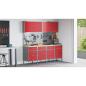 Preview: 10-teiliges Werkstattschrank- und Pegboard-Set in Rot aus MDF und Metall