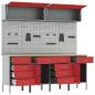 Preview: 10-teiliges Werkstattschrank- und Pegboard-Set in Rot aus MDF und Metall