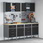 Preview: 10-teiliges Werkbank- und Pegboard-Set Schwarz MDF und Metall
