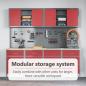 Preview: 10-teiliges Set mit Arbeitsregal und Pegboard in Rot aus MDF und Metall