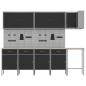Preview: 12-teiliges Werkstattschrank- und Lochblechset in Schwarz aus MDF und Metall