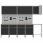 Preview: 12-teiliges Werkstattschrank- und Lochblechset in Schwarz aus MDF und Metall
