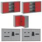 Preview: 12-teiliges Werkstattschrank- und Lochwandset in Rot aus MDF und Metall